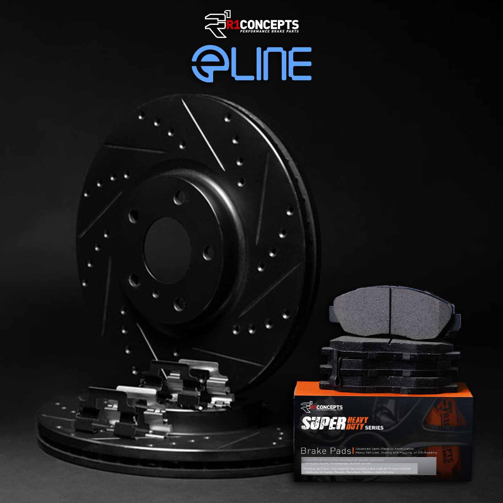 R1 Concepts Front Brakes and Rotors Kit |Front Brake Pads| Brake Rotors and Pads| Super Duty Brake Pads and Rotors| Hardware Kit WHXH1-47011