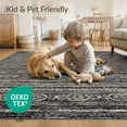 thumbnail image 4 of ODIKA Farmhouse Vintage Interlocking Horizontal Bands Desk Dining Under Pet Friendly & Kids Safe for Bedroom, Bedside, Nursery, 4 of 7