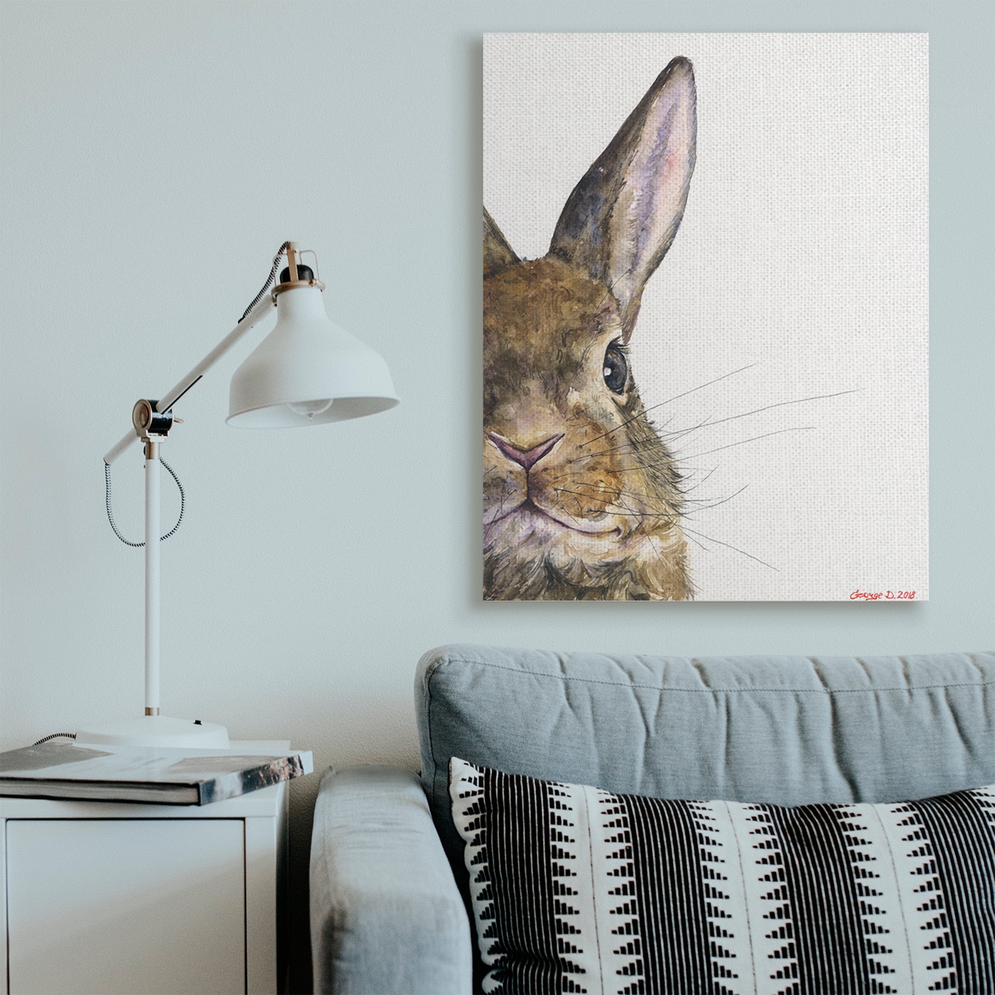 Stupell Industries Farm Rabbit Gaze Adorable Whiskered Animal Canvas Wall Art, 36 x 48, Design by George Dyachenko