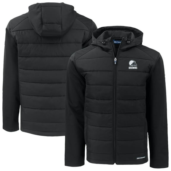 Men's Cutter & Buck Black Cleveland Browns Big & Tall Evoke Hybrid Eco Softshell Recycled Full-Zip Hooded Jacket