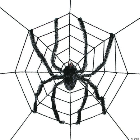 Sunstar Spider Web with Spider Halloween Decoration - 8 ft