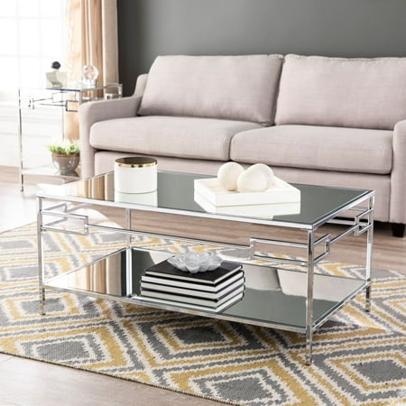 Detri Glam Mirrored Coffee Table, Silver by Ember ...