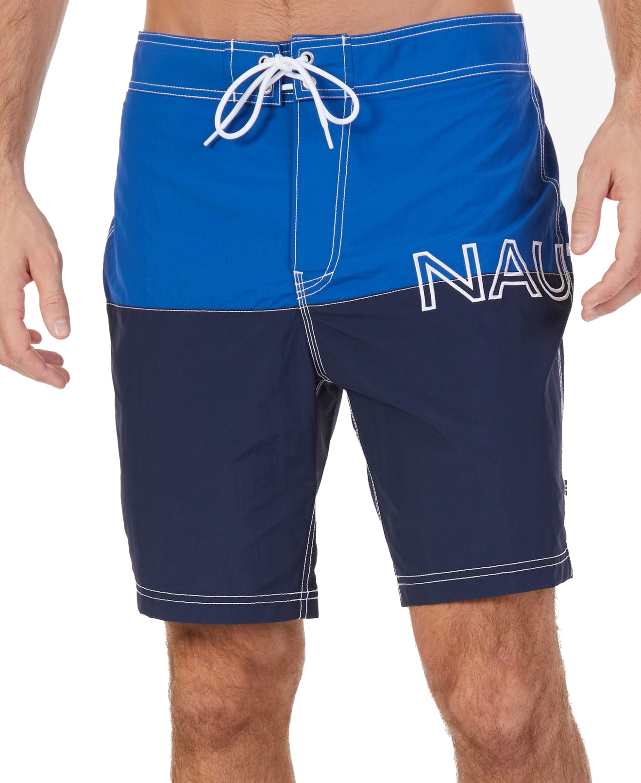 Nautica Mens Swimwear Navy Colorblock Trunks Drawstring XL Walmart