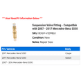 thumbnail image 2 of Suspension Valve Fitting - Compatible with 2007 - 2017 Mercedes-Benz S550 2008 2009 2010 2011 2012 2013 2014 2015 2016, 2 of 2
