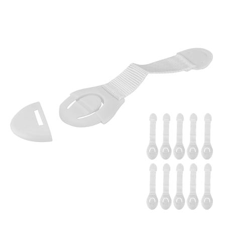 NFTIGB Child Safety Strap Locks 10 Pack Strong Adhesive Adjustable Length Safety Locks for Refrigerator Toilet Cabinet Drawer Door Baby Proofing Protection System (10 inches / 25.4 cm)