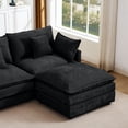thumbnail image 6 of 130.7" Modular Sectional Sofa with Movable Ottoman, U-Shaped Couch with 2-Layer Seat Cushions, 4-Seater Comfy Cloud Couch for Living Room, Black, 6 of 9