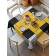 thumbnail image 2 of Yellow Abstract Suqare Tablecloth - 54 x 54 Inch, Geometric Grey Black White Lattice Waterproof & StainResistant Tablecloth, Washable Oil-proof Table Cover for Dining/Party/Wedding/Camping/Buffet, 2 of 9