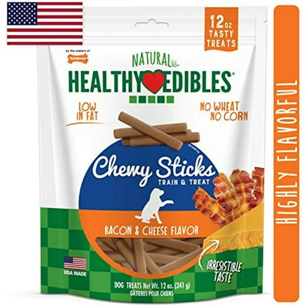 UPC: 0018214850274 | Nylabone Healthy Edibles Chewy Dog Treat Sticks Bacon & Cheese 12 oz.