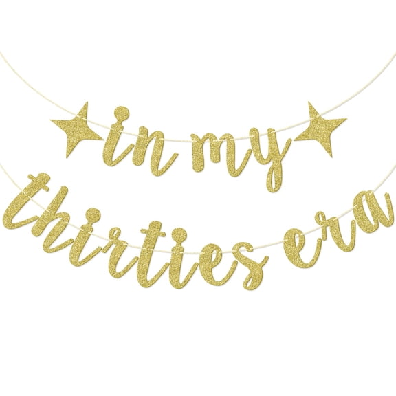 In My Thirties Banner, Happy 30th Birthday Banner, 30th Years Old Birthday Party Decor, Thirty Birthday Party Decorations, Gold Glitter