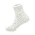 thumbnail image 3 of 1 Pair Coral Fleece Socks for Men and Women, 25 Color Options Thermal Plush Socks, Long Knit Winter Sleep Socks, Non-Shedding Soft House Socks, Cozy Floor Gripper Slipper Socks - White, 3 of 3
