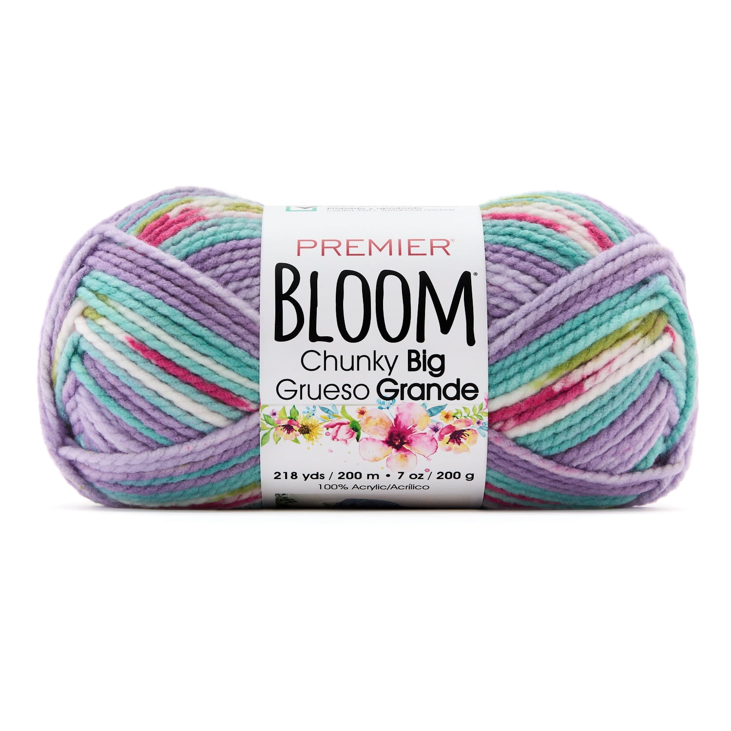 (2 pack) Premier Yarns - Bloom Chunky Big Yarn - Wildflower - 7oz 218yds - 5 Bulky Weight - Acrylic