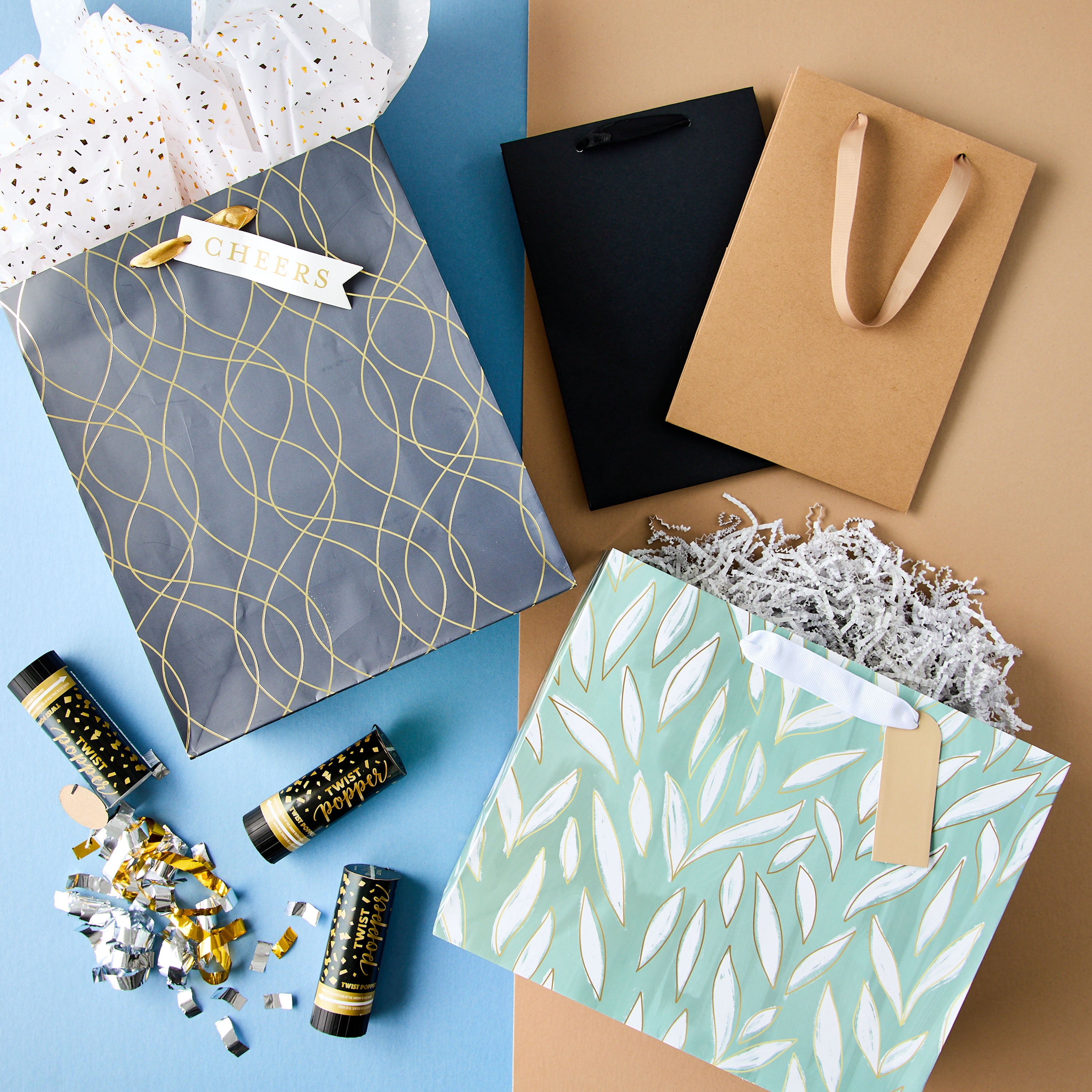 Large Brown Kraft Gift Bags, 7" x 10", 3 Count, by Way To Celebrate