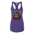 thumbnail image 2 of Wild Bobby, If You're Nice I Might Let You Live With Me Colorful Cat Animal Lover Ladies Racerback Tank Top, Purple Rush, Large, 2 of 3