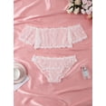 thumbnail image 4 of Conjunto de lencería de diseño semitransparente con patrón de lunares para mujer, Top de corpiño y bragas, ropa Sexy, 4 of 5