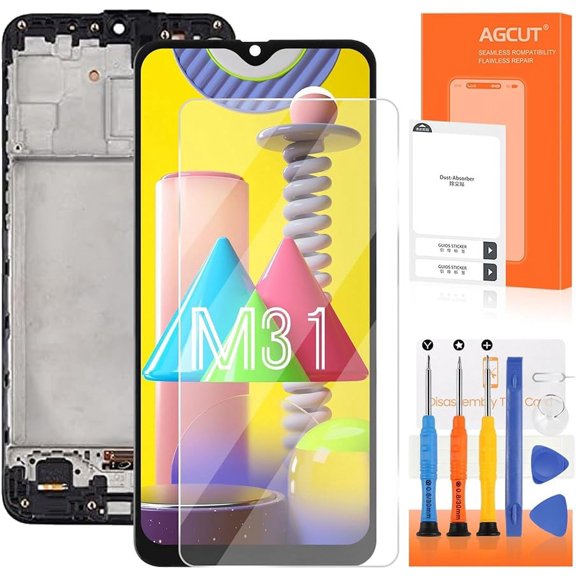 Screen Replacement for Samsung Galaxy M31 M315 LCD for SM-M315F LCD Display SM-M315F/DS SM-M315F/DSN Touch Panel Glass Digitizer Assembly(Black with Frame)