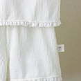 thumbnail image 4 of Nwiuh Toddler Girl Clothes 6M 1T 2T 3T 4T 5T Baby Summer Outfit Ribbed Knit Ruffle Sleeveless Shirts Ruffled Shorts Set (White, 6-12 Months), 4 of 7