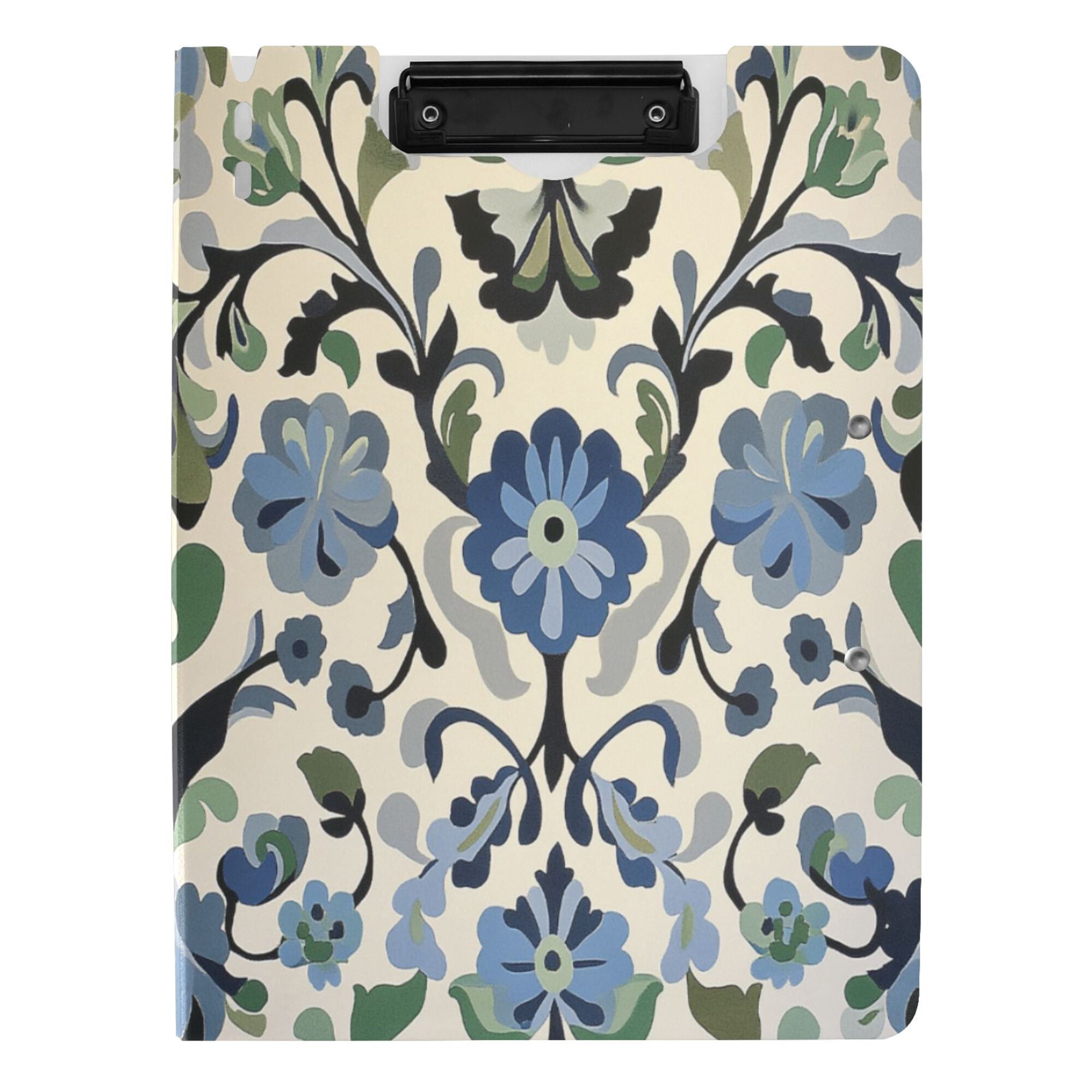 FORMRS A4 Clipboard Folder with Pen Holder Horizontal Foldable School Office Binder, Blue Floral
