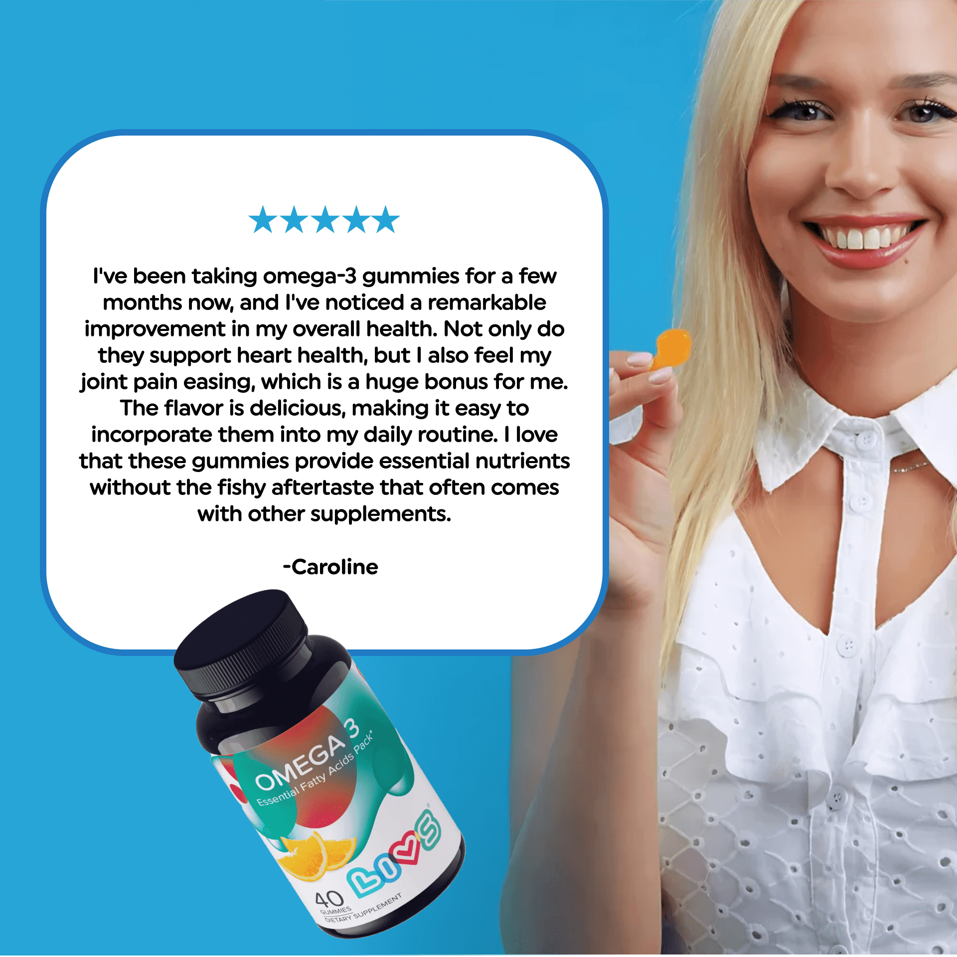 LIVS Omega 3 Gummies for Adults with Flaxseed Oil (Omega 3, 6, 9) – Heart Health, Brain Function, Joint & Eye Support for Women & Men - 80 Count