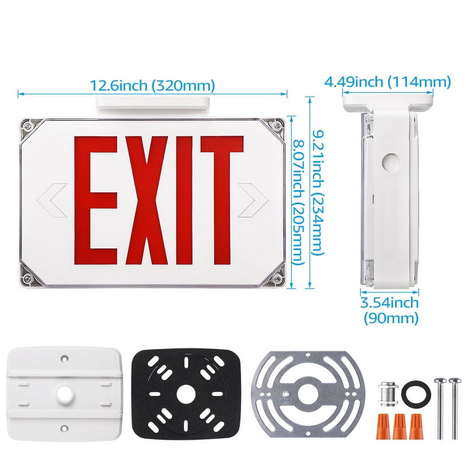 8 Pack LED Exit Sign with Battery Backup, UL Listed, Weatherproof Emergency Exit Light, AC 120/277V