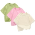 thumbnail image 3 of LYMAYTER 3-12Y Boys Girls Shirt T-Shirt Tops for Kids Toddler Short Sleeve Cotton Comfortable Tees Tops Fashion Versatile Tees Solid Colour T-Shirt, 3 of 9