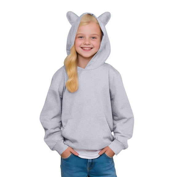 Teen Boys Hoodie Kids Grey Hooded Casual Long Sleeve Sweatshirts Warm Fall Winter Clothes 10-11 Years Girls Clothes