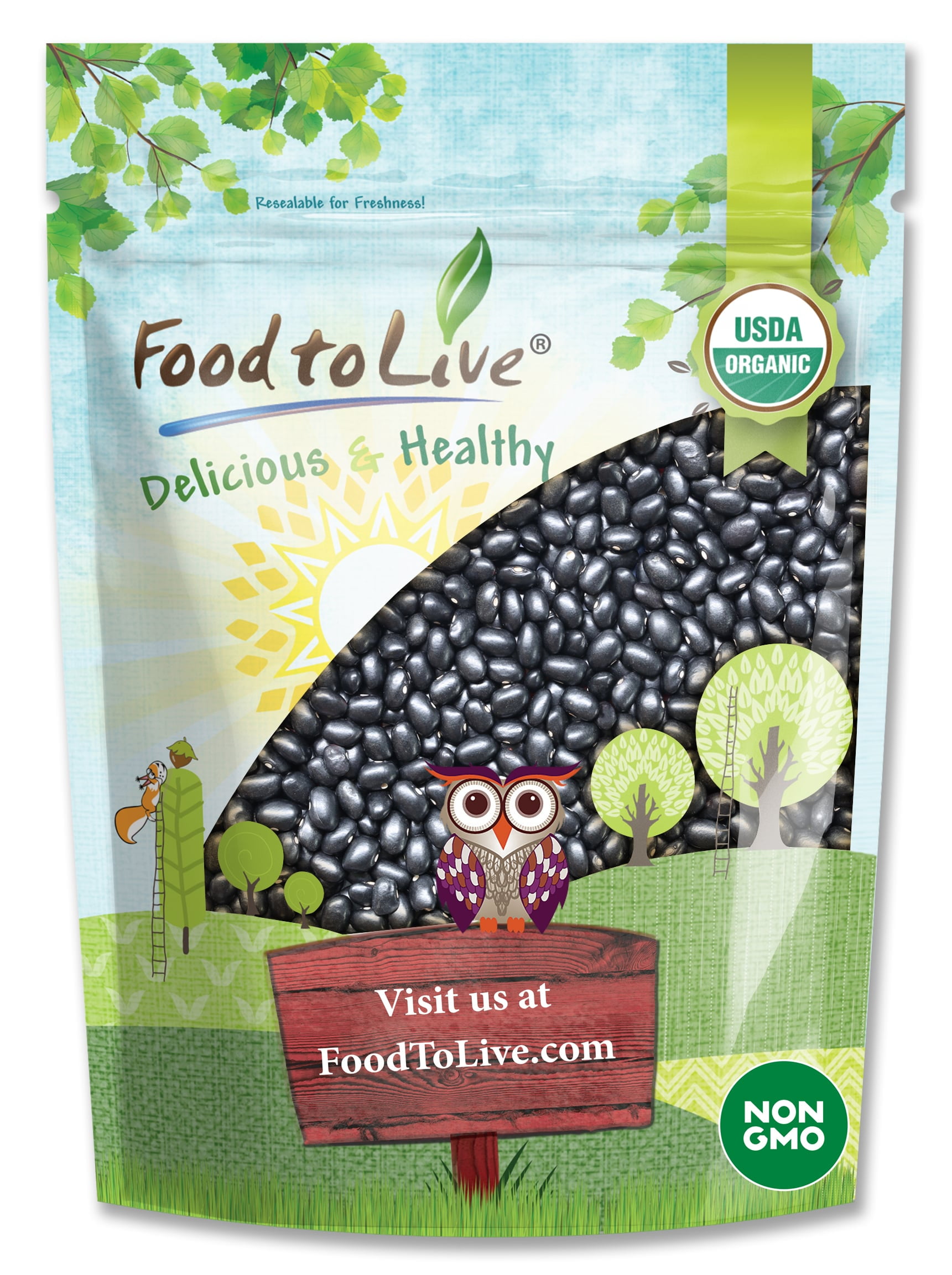 Organic Black Turtle Beans, 0.5 Pounds — Non-GMO, Sproutable, Kosher, Raw, Vegan — by Food to Live