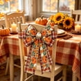 thumbnail image 3 of Fall Harvest Season Thanksgiving Bow Wreath Accessory Vintage Plaid Pumpkin Maple Leaf Ribbon Bow Indoor Fall Home Decoration, 3 of 6
