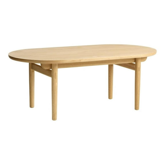 Unique Furniture Mid-Century Modern Oval Coffee Table in Natural Oak