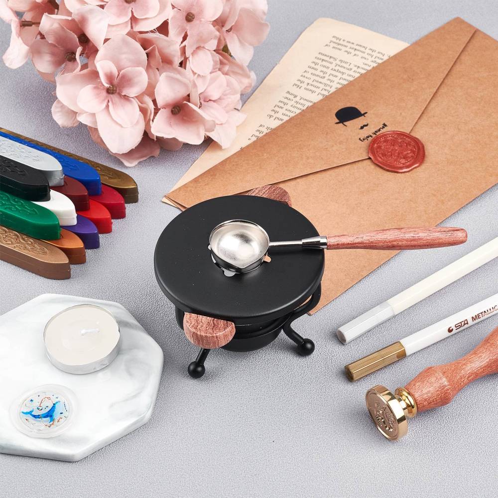 DIY Scrapbook Kits with Wood Alloy Wax Furnace Sealing Wax Sticks without Wicks Candle Metallic Marker Pens UV Gel Nail Art Tinfoil Marble Pattern Porcelain Cup Coasters Mixed color 9.8x7.6x6cm