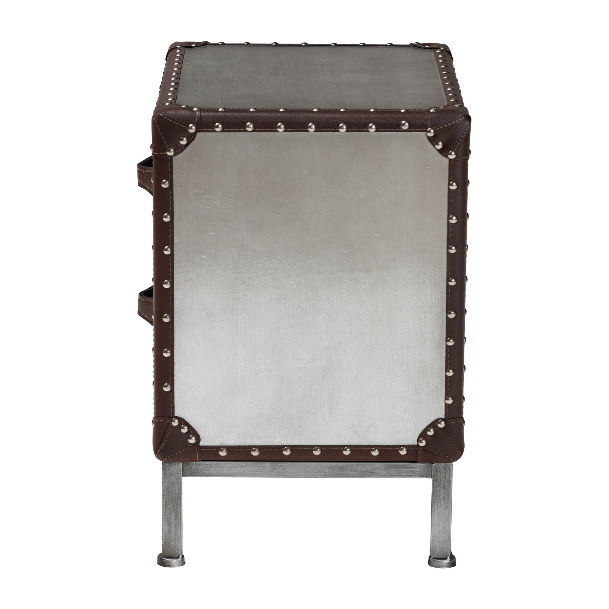 Baxton Studio Jacey Vintage End Table, 2-Drawer, Silver