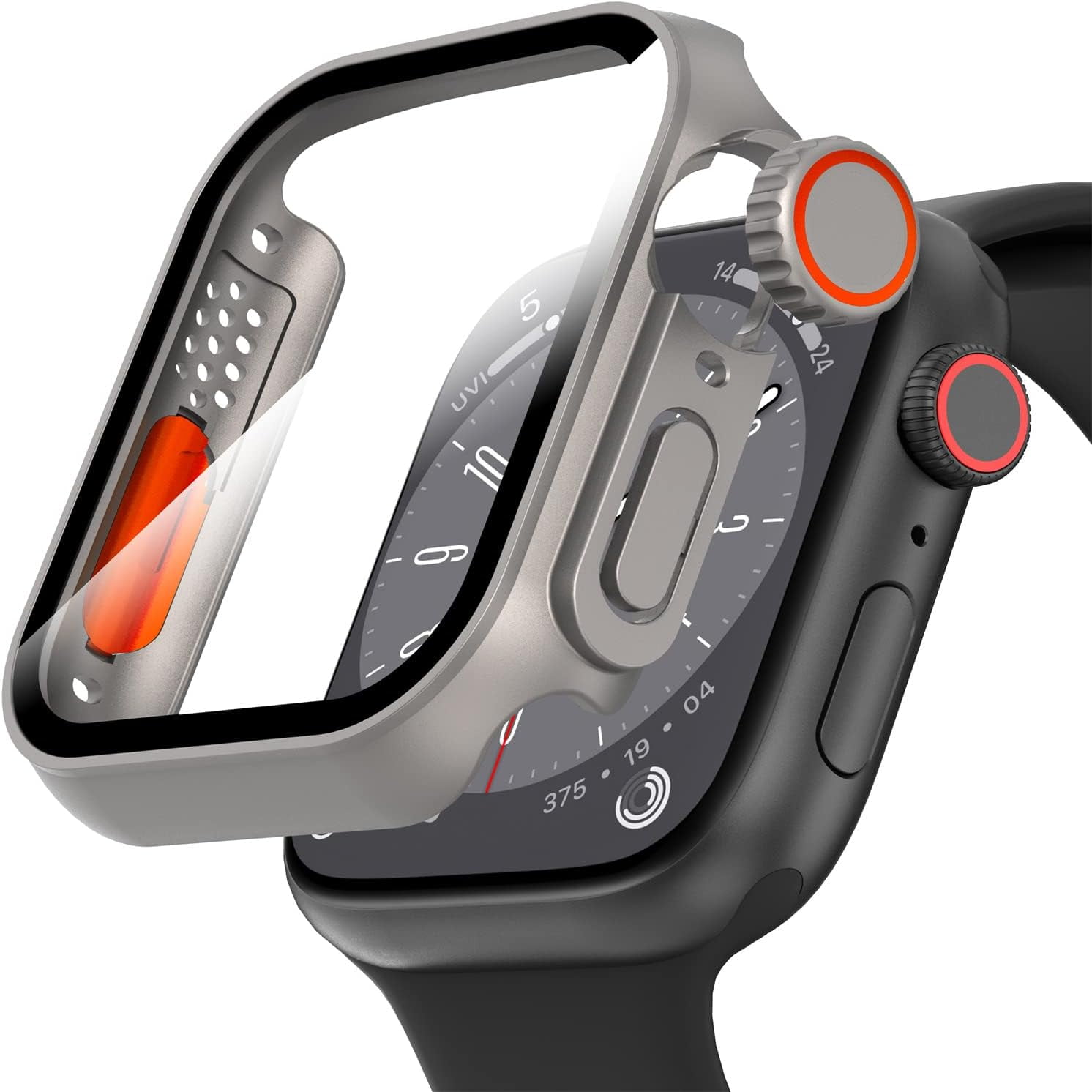 S for Apple Watch 44mm Screen Protector Case Ultra Thin Tempered Glass Unique Design Full Coverage Case Cover for iWatch Series 6 5 4 Series SE 2 44mm Titanium Steel for Apple Watch 44mm Walmart