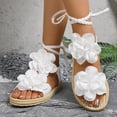 thumbnail image 6 of White Flat Sandals For Women Open Toe Flower Decor Ankle Strap Woven Comfortable Casual Summer Beach Shoes Lightweight Breathable Outdoor Size 41, 6 of 8