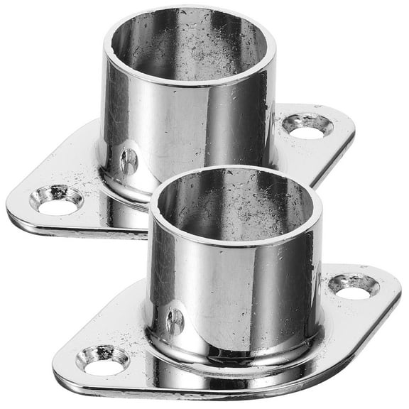 HEMOTON  2 Pcs Heavy Duty Closet Rod Brackets Clothes Pole Base