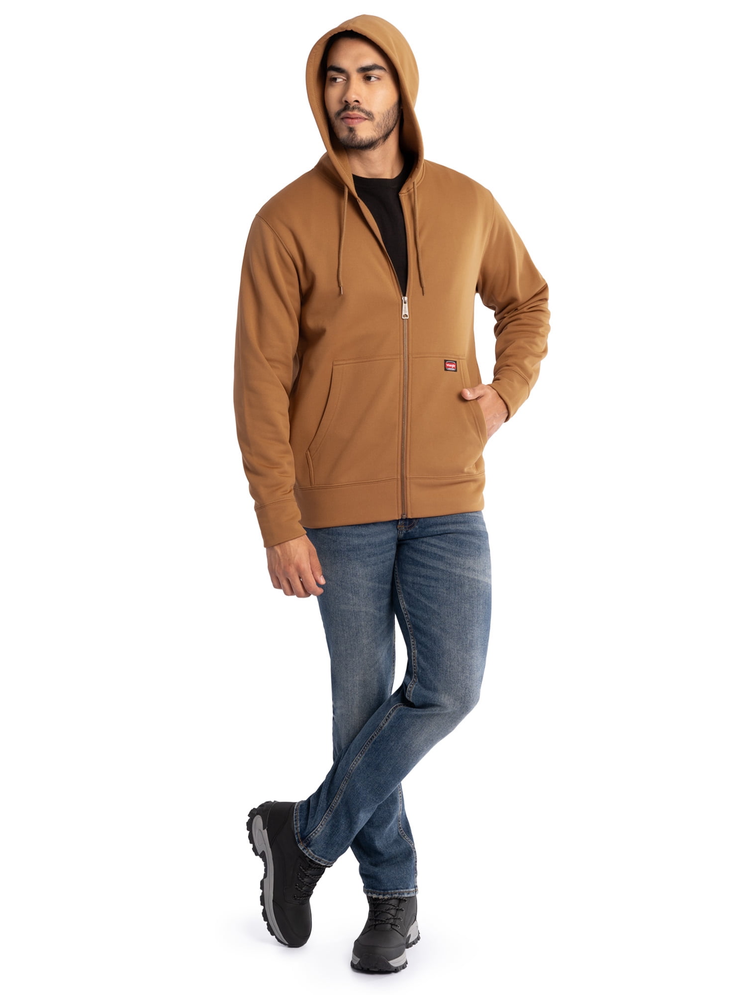Wrangler Workwear Men's Full Zip Performance Fleece Hooded Work Jacket, Size S-5XL