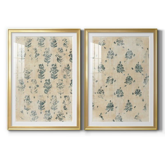 Wexford Home Vintage Blockprint I Premium Framed Print, 30.5" x 42.5" - Ready to Hang, Gold (Set of 2)