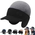thumbnail image 5 of Migroa Unisex Knit Hat with Brim & Ear Flaps, Winter Beanie for Outdoor Work, Hiking, Cold Weather Grey Universal Fit, 5 of 6
