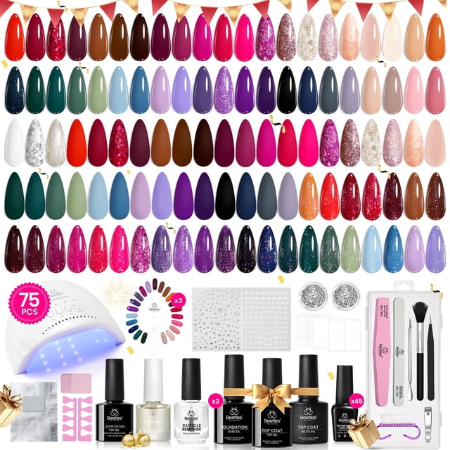 Kit de esmaltes de uñas en gel Beetles Winter Gel con luz UV, 75 unidades