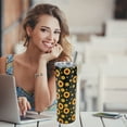 thumbnail image 5 of Sunflower Tumbler With Lid and Retractable Straw Stainless Steel 20oz Sunflower Skinny Tumbler Insulated Flower Water Bottle Cups Coffee Mug Travel Tumbler Sunflower Gifts for Women, 5 of 6