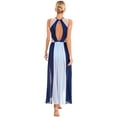 thumbnail image 2 of iEFiEL Womens Lyrical Dance Dress Ballroom Dance Performance Costume Sleeveless Split Sheer Mesh Maxi Leotard Dress Blue XXL, 2 of 7