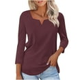 thumbnail image 2 of Ahuyic Womens Plus Size Top, Casual 3/4 Sleeve Blouse For Autumns And Winter, Womens 3/4 Sleeve V-Neck Fashion Print Loose Casual Tops T-Shirt, 2 of 5
