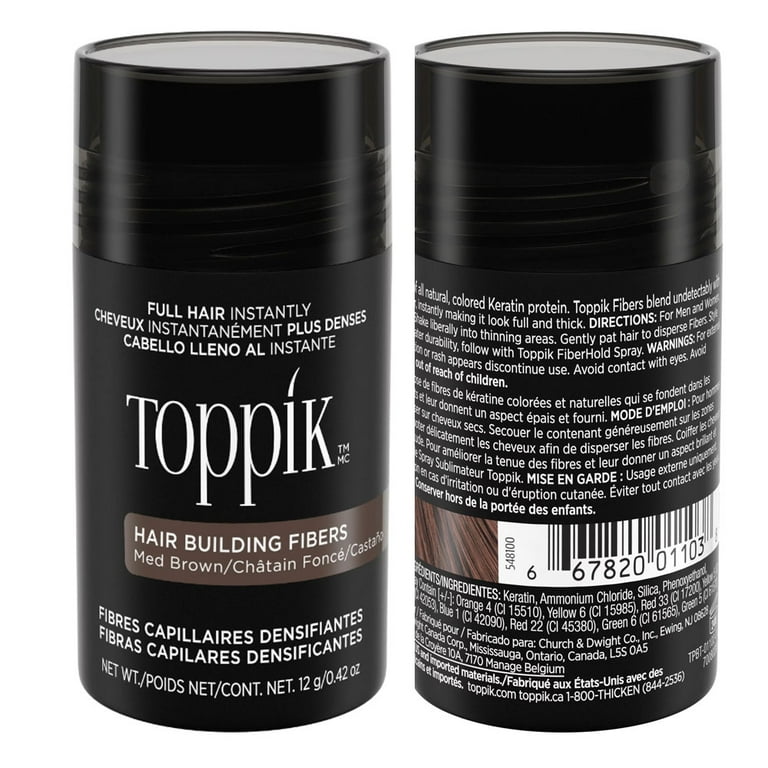 Toppik Hair Building Fibers, Medium Brown, 9 Shades, Thin Hair