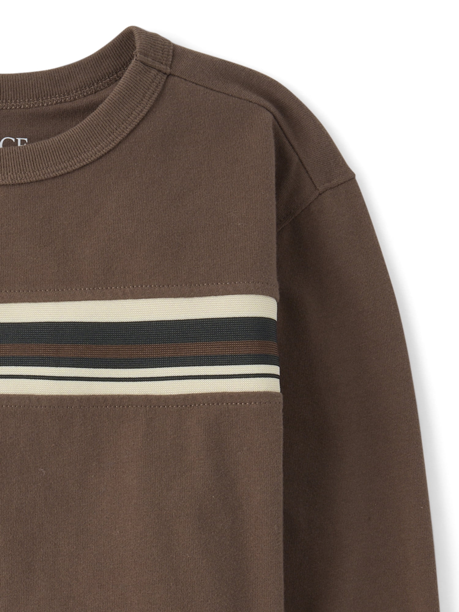 The Children's Place Boys Long Sleeve Striped Sueded Top, Sizes XS-XXL