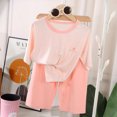thumbnail image 2 of Odeerbi Kids Boys Girls 2 Piece Outfits Modal Shorts Set Summer Pajamas Fashion Casual Short Sleeve Tops Round Neck Collar Botton Printed Shirts Shorts Sets Pink, 2 of 6