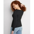 thumbnail image 4 of Hanes Women's Long Sleeve Cotton T-Shirt Ebony 2XL, 4 of 7