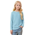 thumbnail image 6 of CCRFTGI Big Sister Shirts for Girls 10-12 Long Sleeve Cute Sky Blue Solid Color T shirts for kids Holiday Crew Neck Tshirts Soft Fall Spring Gifts for Girls Sky Blue 11-12 Years, 6 of 7