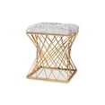 thumbnail image 2 of Baxton Studio Fiore Glam and Luxe Grey Crushed Velvet Fabric Upholstered Gold Finished Ottoman, 2 of 7