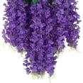 thumbnail image 4 of 12 Pcs Artificial Wisteria Flowers Fake String Silk Vine Garland Hanging Plant for Party Wedding Home Room Garden Outdoor Wall Backdrop Arch Floral Decor (Purple), 4 of 7