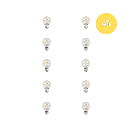 

Impressions Vanity (Pack of 10) 4W Clear LED Light Bulbs G25 Globe Shape Dimmable LED Lights Energy Efficient Smart Light Bulb with 5000k Bright White Temperature for Mirror Bedroom Decoration