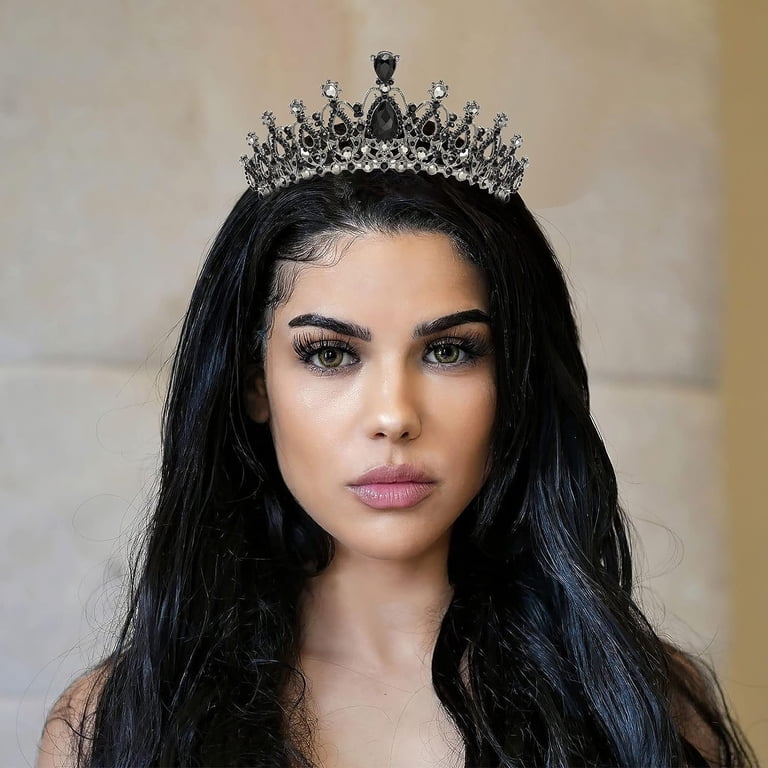 Elegant Black Crystal‎ Tiara Jet Black Diamond Crystal Filigree Crown/Tiara | Vintage  main image 2
