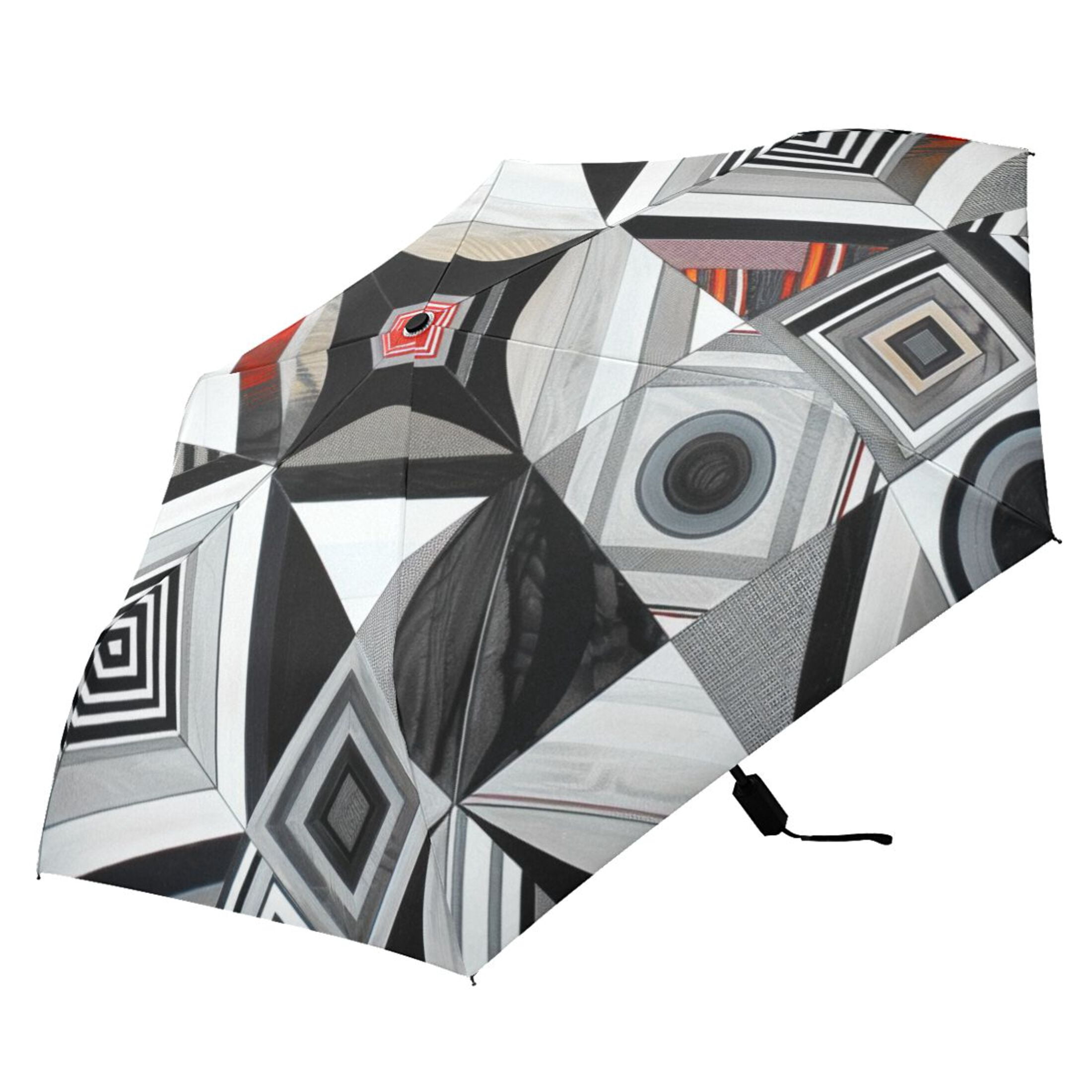 ALAZA Geometric Plaid Checkered Pattern UPF 50+ Compact Folding Umbrella for Rain Travel Umbrella Packable